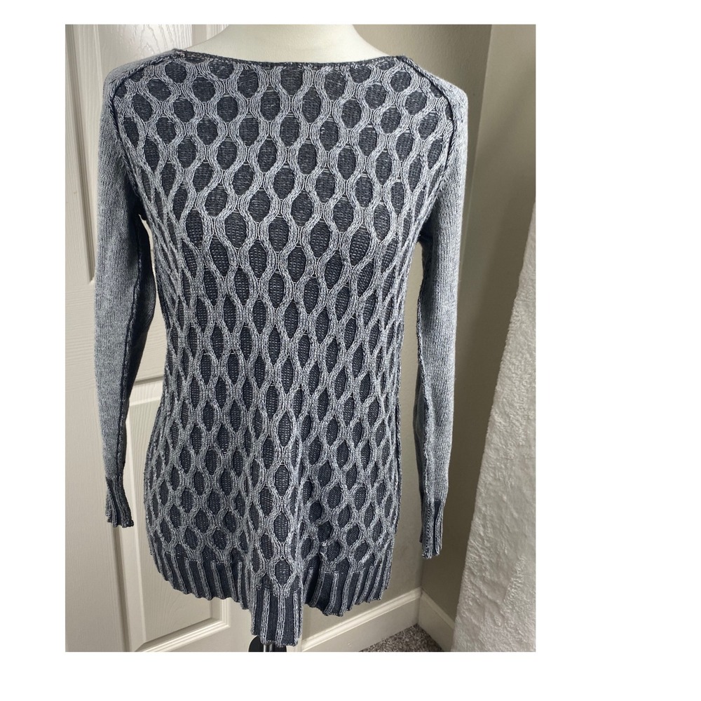 Tribal‎ Women's Small Knit Sweater Tunic Long Sleeve Patterned Cotton Blend Gray